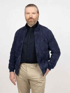 Blouson Cuir Uni Indigo Capel Grande Taille