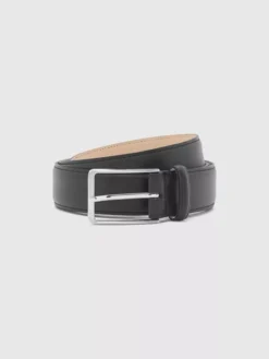 Ceinture Cuir Lisse Noire Grandes Tailles