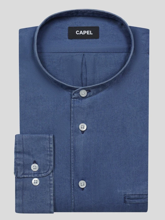 Chemise Denim Col Mao Capel Grande Taille 5 Chemise Denim Col Mao Capel Grande Taille – Image 3