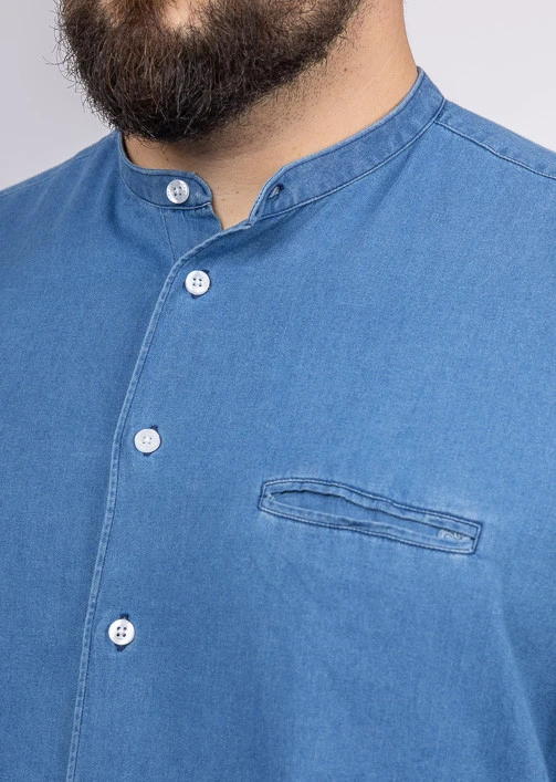 Chemise Denim Col Mao Capel Grande Taille 7 Chemise Denim Col Mao Capel Grande Taille – Image 5