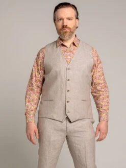 Gilet En Lin Beige Capel Grande Taille