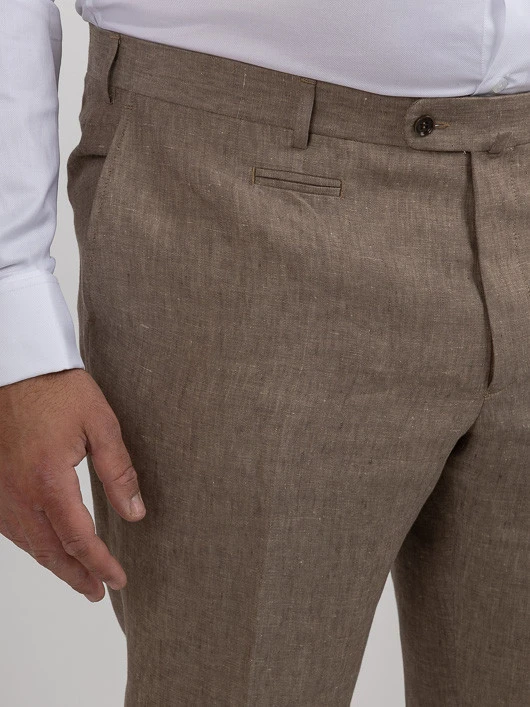 Pantalon En Lin Marron Glacé Capel Grande Taille 4 Pantalon En Lin Marron Glacé Capel Grande Taille – Image 2