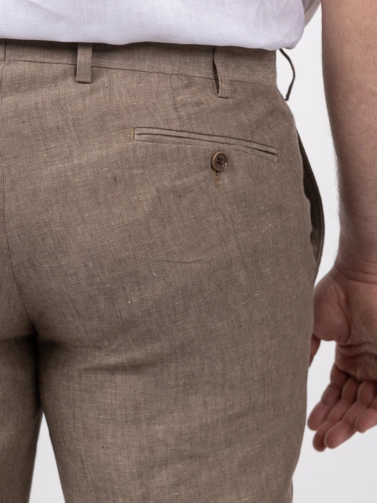 Pantalon En Lin Marron Glacé Capel Grande Taille 5 Pantalon En Lin Marron Glacé Capel Grande Taille – Image 3