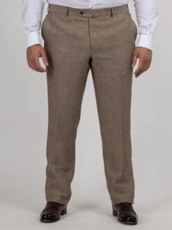 Pantalon En Lin Marron Glacé Capel Grande Taille