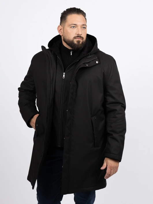 Parka Noire Avec Parmenture Capel Grande Taille 4 Parka Noire Avec Parmenture Capel Grande Taille – Image 2