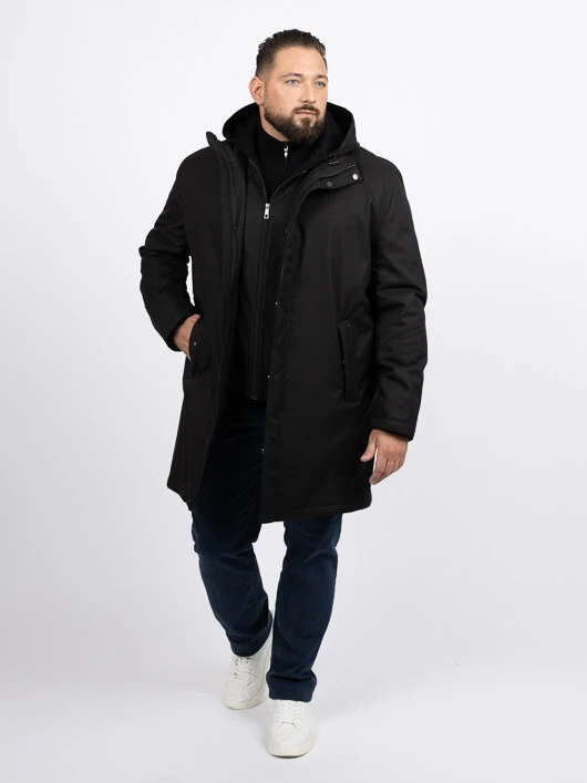 Parka Noire Avec Parmenture Capel Grande Taille 5 Parka Noire Avec Parmenture Capel Grande Taille – Image 3