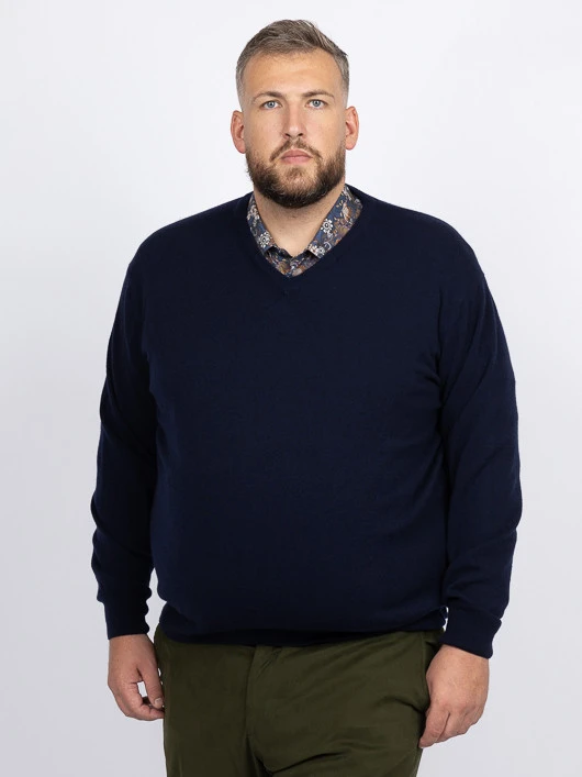 Pull Cachemire Enzo V Marine Capel Grande Taille 3 Pull Cachemire Enzo V Marine Capel Grande Taille