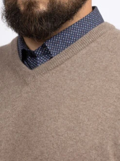 Pull Cachemire Enzo V Marron Glace Capel Grande Taille -Capel Boutique pull cachemire enzo v marron glace capel grande taille 4
