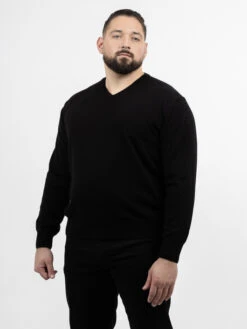 Pull Cachemire Enzo V Noir Glace Capel Grande Taille