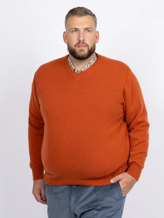 Pull Como Col V Orange Capel Grande Taille 3 Pull Como Col V Orange Capel Grande Taille