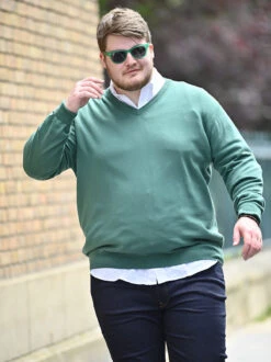 Pull Coton Col V Como Vert Capel Grande Taille