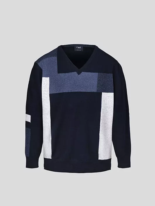 Pull Graphique Col V Bleu Capel Grande Taille 2 Pull Graphique Col V Bleu Capel Grande Taille