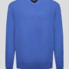 Pull Lambswool Como Col V Bleu Capel Grande Taille -Capel Boutique pull lambswool como col v bleu capel grande taille