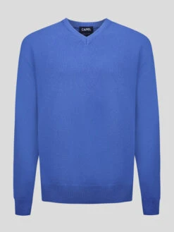 Pull Lambswool Como Col V Bleu Capel Grande Taille
