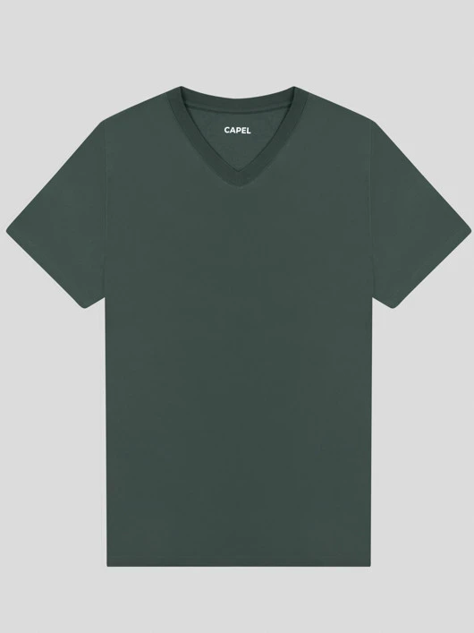 T-shirt Louis Col V Vert Capel Grande Taille 3 T-shirt Louis Col V Vert Capel Grande Taille